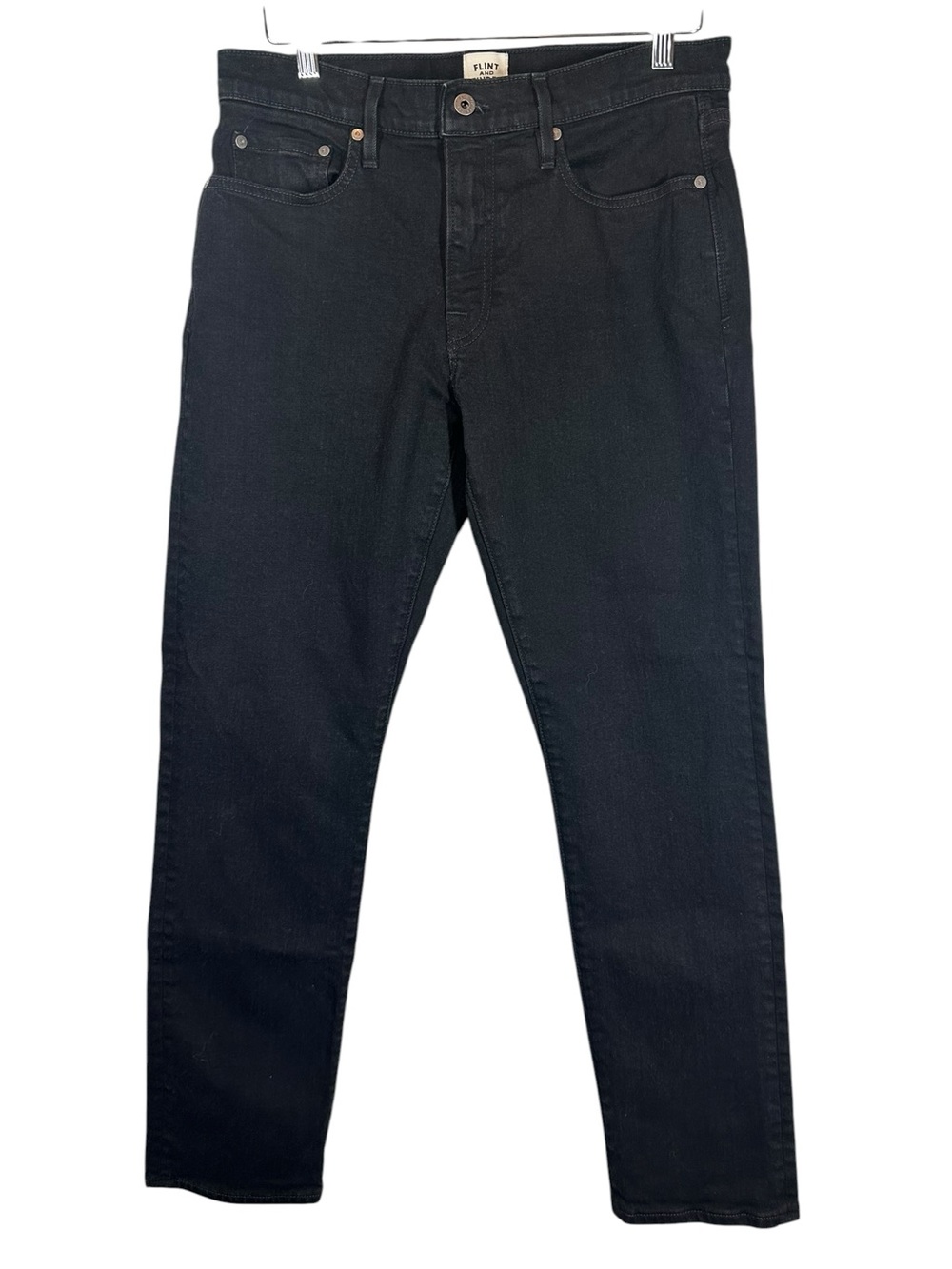 FLINT AND TINDER Men's 32 X 30 Slim Fit Black Denim Jeans with Stretch